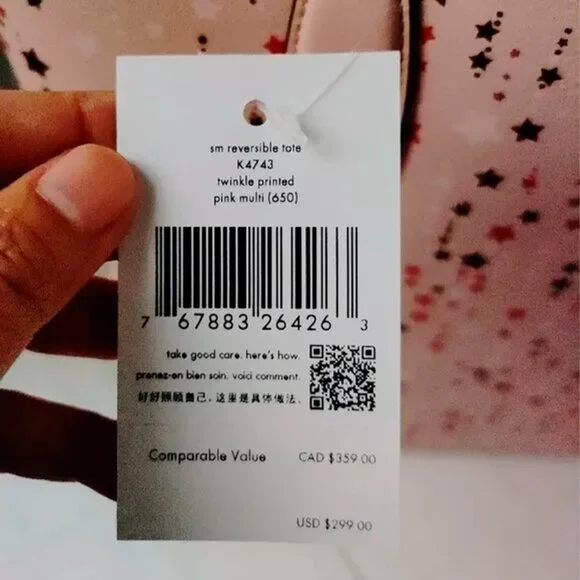 S Kate Spade Twinkle Reversible Tote Purple Pouch Pink K4743 NWT $299 MSRP - Picture 6 of 9
